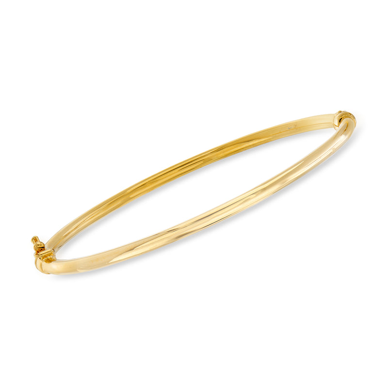Italian 18kt yellow gold oval bangle bracelet with clasp