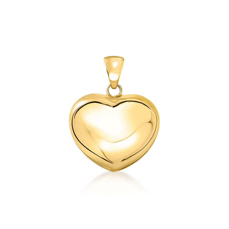 18kt yellow gold heart pendant with small top bail loop