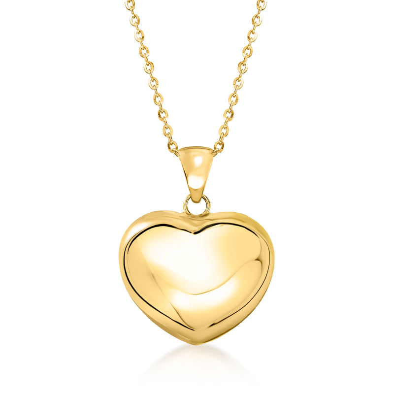 Yellow gold heart pendant with bail loop and chain links