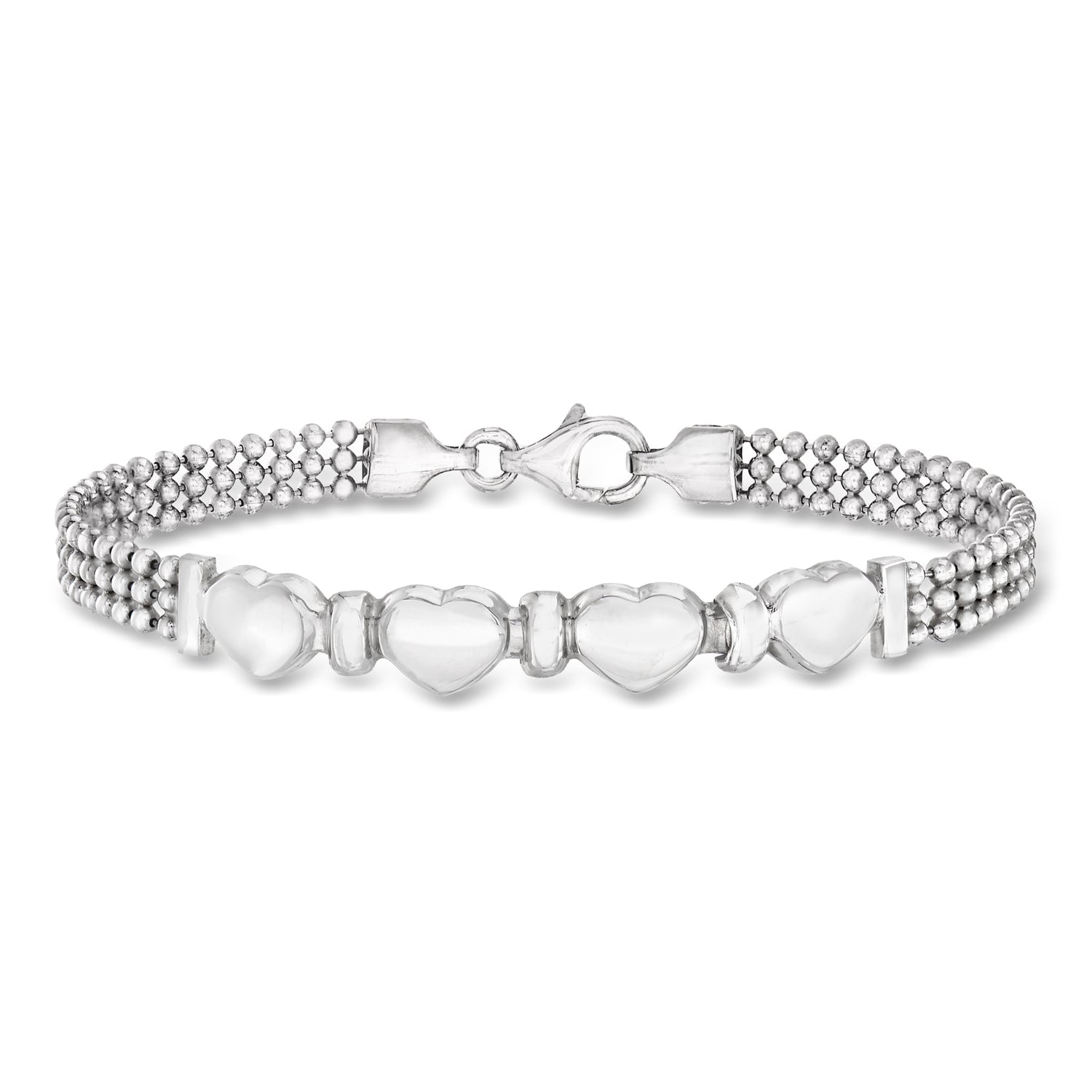 Italian Sterling Silver Heart Beaded Bracelet