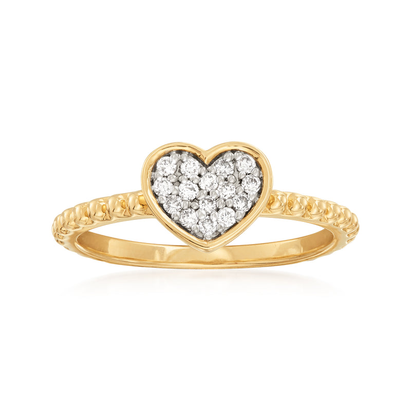 Heart-shaped diamond cluster ring in 14kt yellow gold