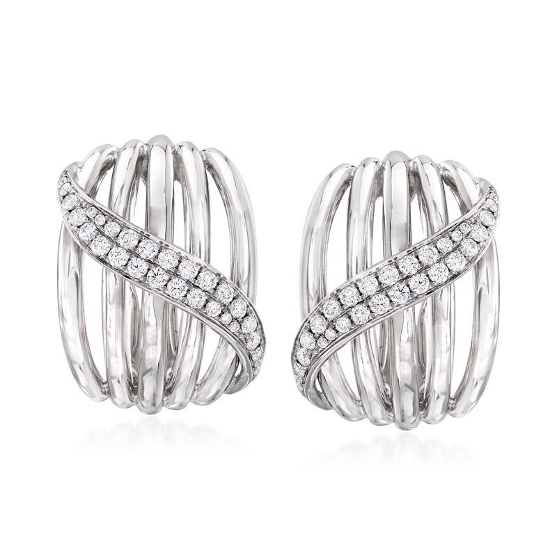 Diamond multi-row sash earrings in 14kt white gold