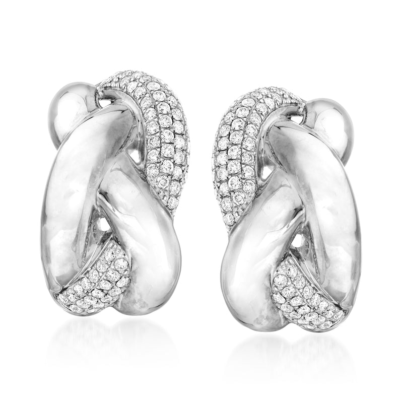 Diamond braided earrings in 14kt white gold with pavé accents
