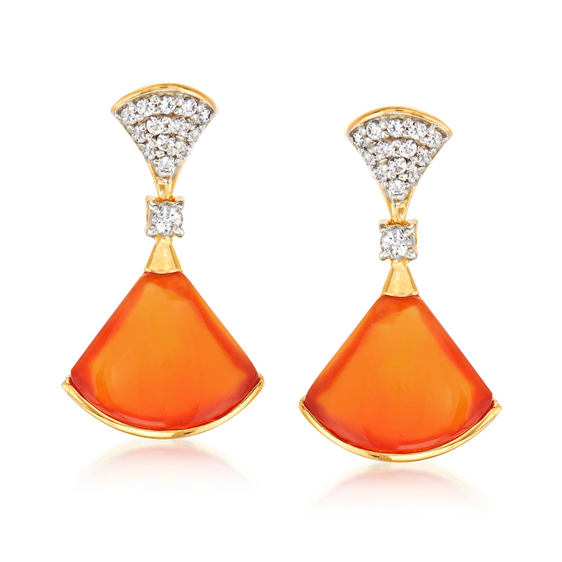 Carnelian and white topaz drop earrings in 18kt gold over sterling
