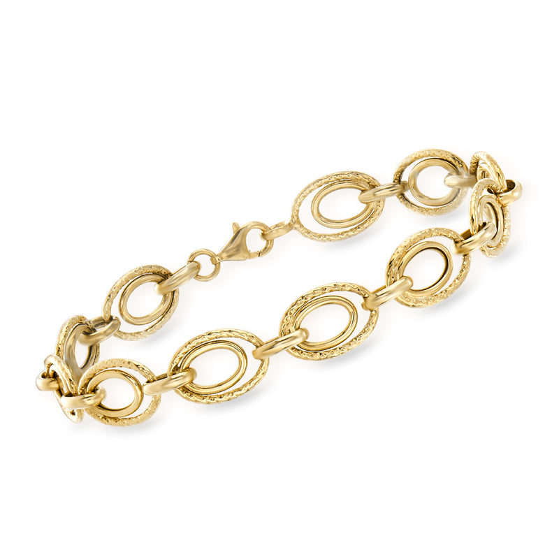 14kt yellow gold multi-link bracelet with oval and loop links