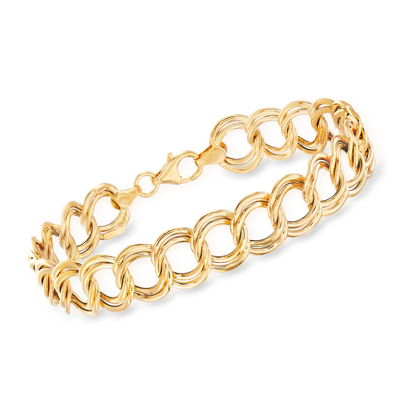 14kt yellow gold link bracelet with toggle-style clasp, polished chain links