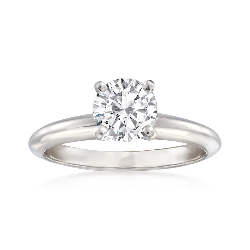 14kt white gold diamond solitaire engagement ring with round center stone