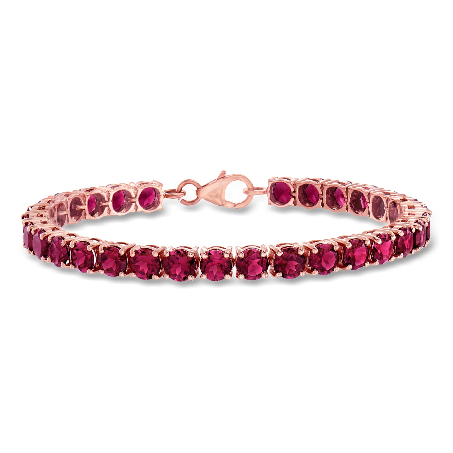 17.00 ct. t.w. Rhodolite Garnet Tennis Bracelet in 18kt Rose Gold Over Sterling