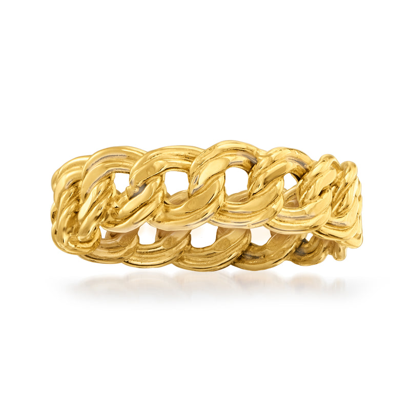 Italian 14kt yellow gold link ring with chunky polished oval chain links