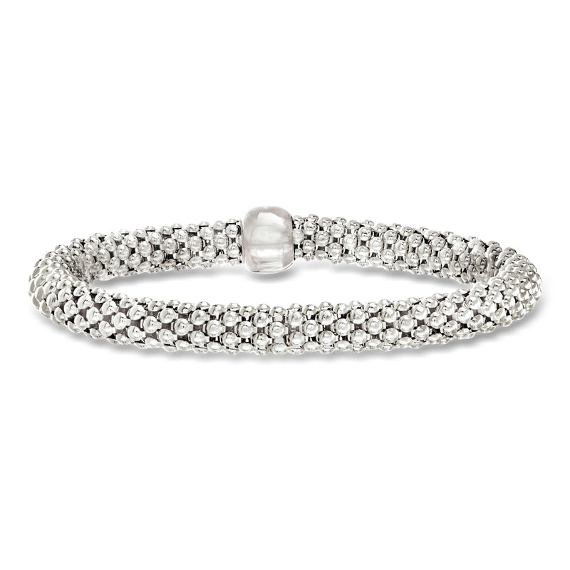 Sterling silver popcorn-link bracelet with hinged clasp