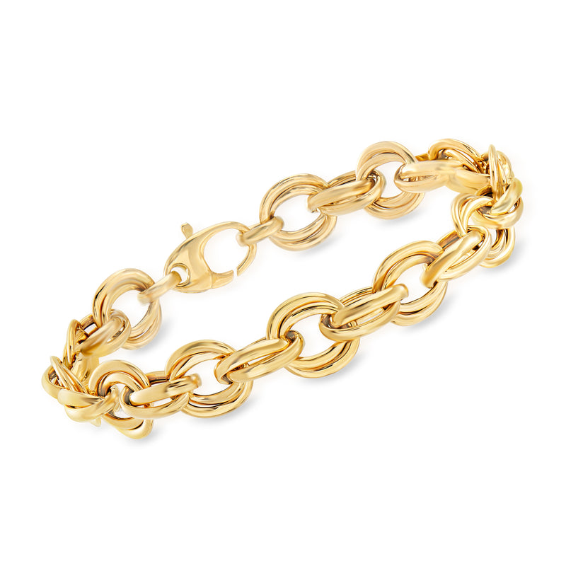 Italian 18kt yellow gold link bracelet with polished chunky oval chain links