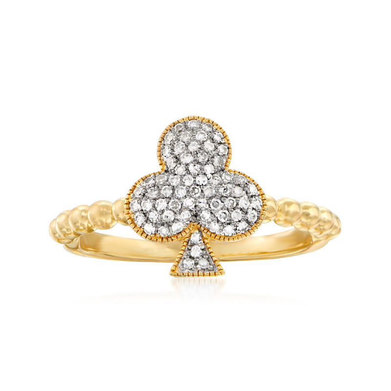 Diamond club symbol ring in 18kt gold over sterling