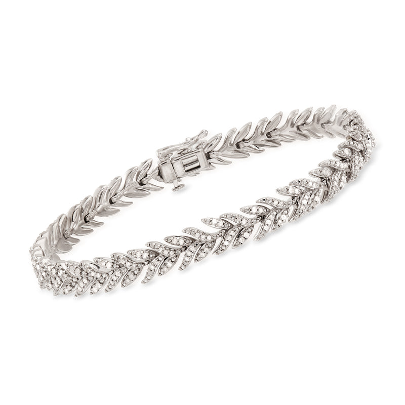 Diamond chevron bracelet in sterling silver with pavé-set stones