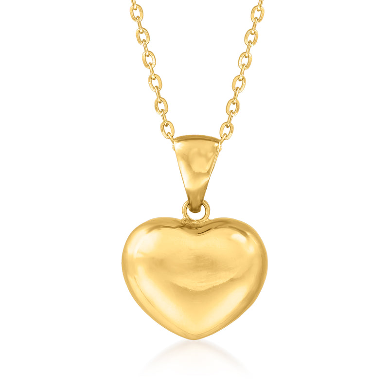 18kt yellow gold heart pendant necklace with polished heart charm