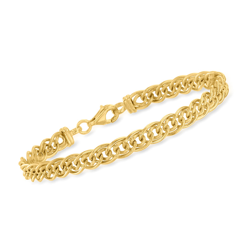 Gold-tone interlocking-link bracelet with polished chain links
