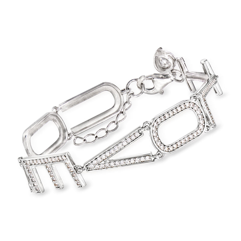 Sterling silver CZ bracelet with 'I Love You' letter charms