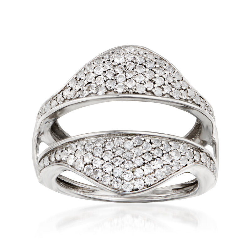 Sterling silver interchangeable ring with white topaz pavé