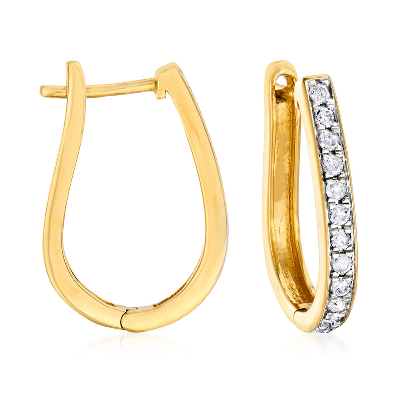 Oval hoop earrings in 18kt gold over sterling with a row of diamond accents