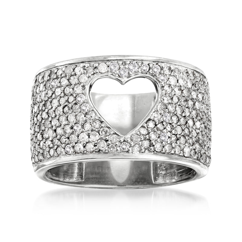 Diamond open-heart ring in sterling silver