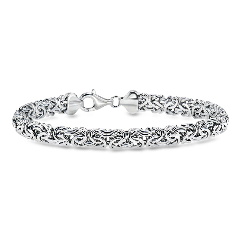 Sterling silver Byzantine chain bracelet with lobster clasp and oval links