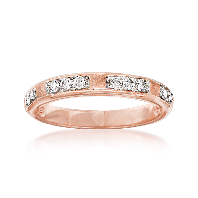 14kt rose gold diamond station ring with row-set sparkling stones