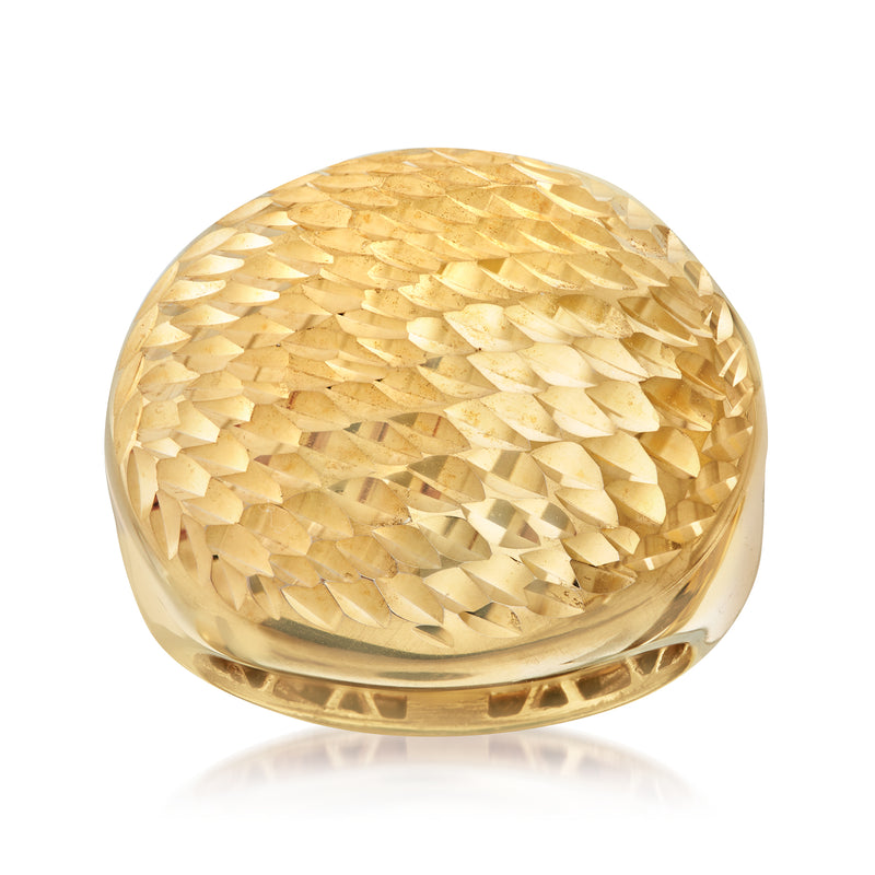 18kt gold over sterling round-top ring with faceted dome texture