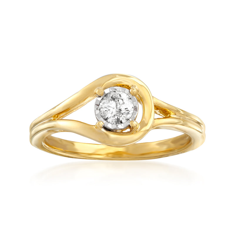 18kt gold over sterling diamond loop ring with round center stone