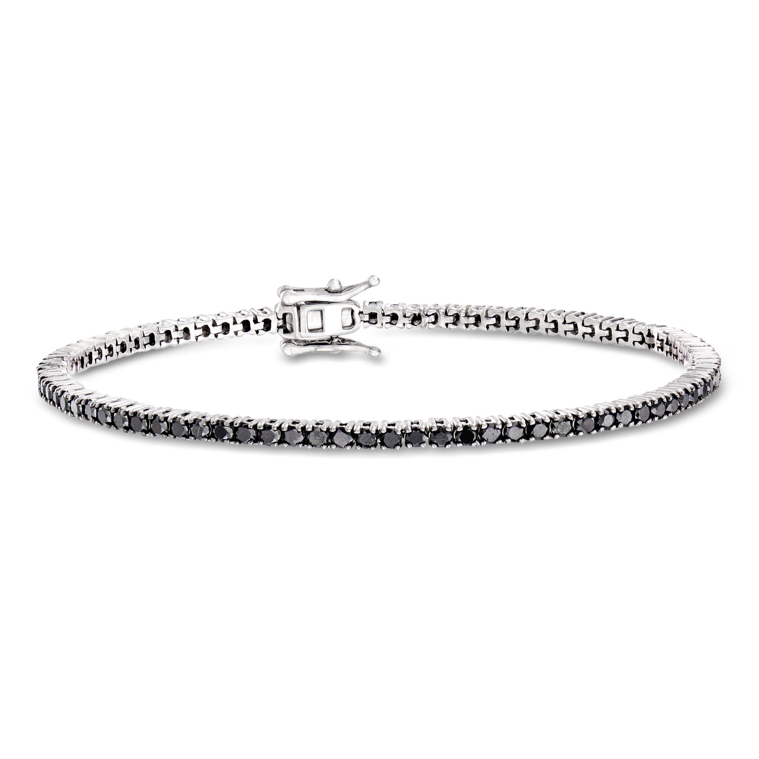 3.00 ct. t.w. Black Diamond Tennis Bracelet in Sterling Silver