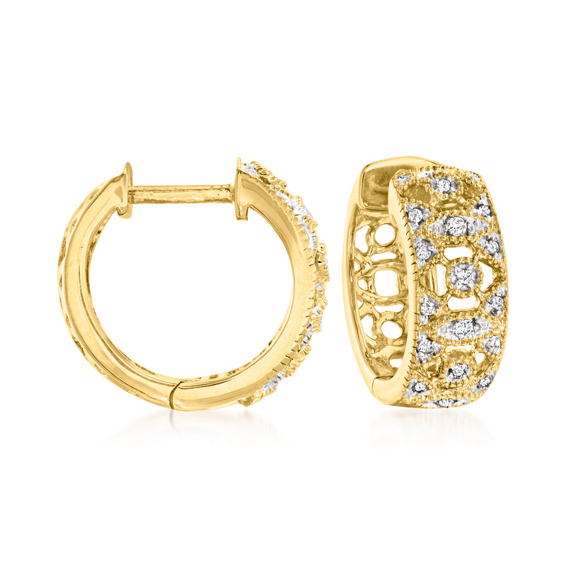 Diamond hoop earrings in 18kt gold over sterling with pavé diamond accents