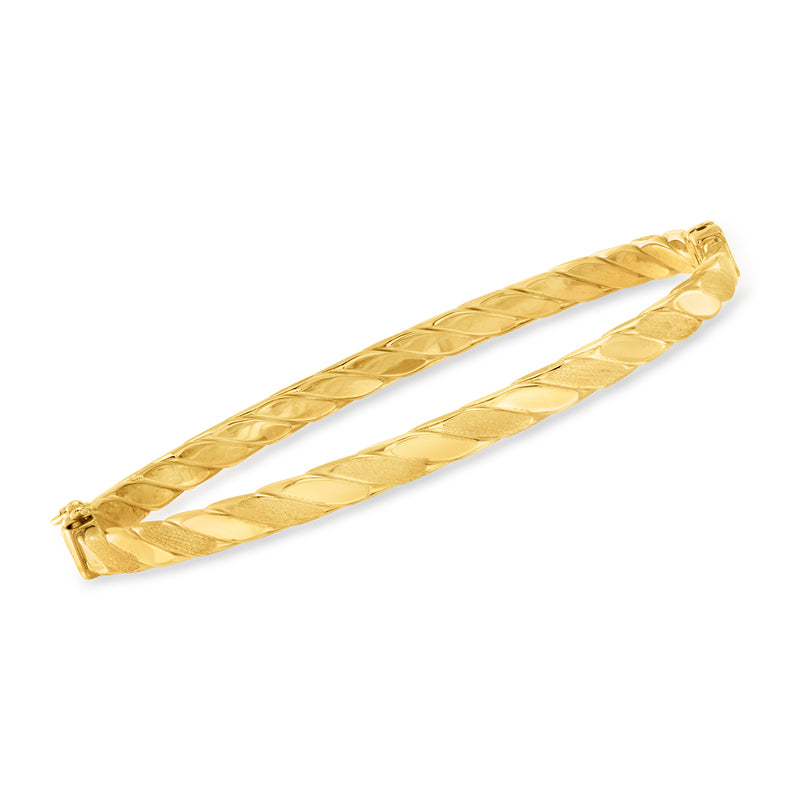14kt yellow gold twisted bangle bracelet with rope-like textured links