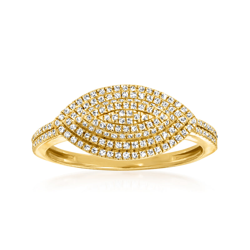 14kt yellow gold marquise pave diamond ring with oval center row