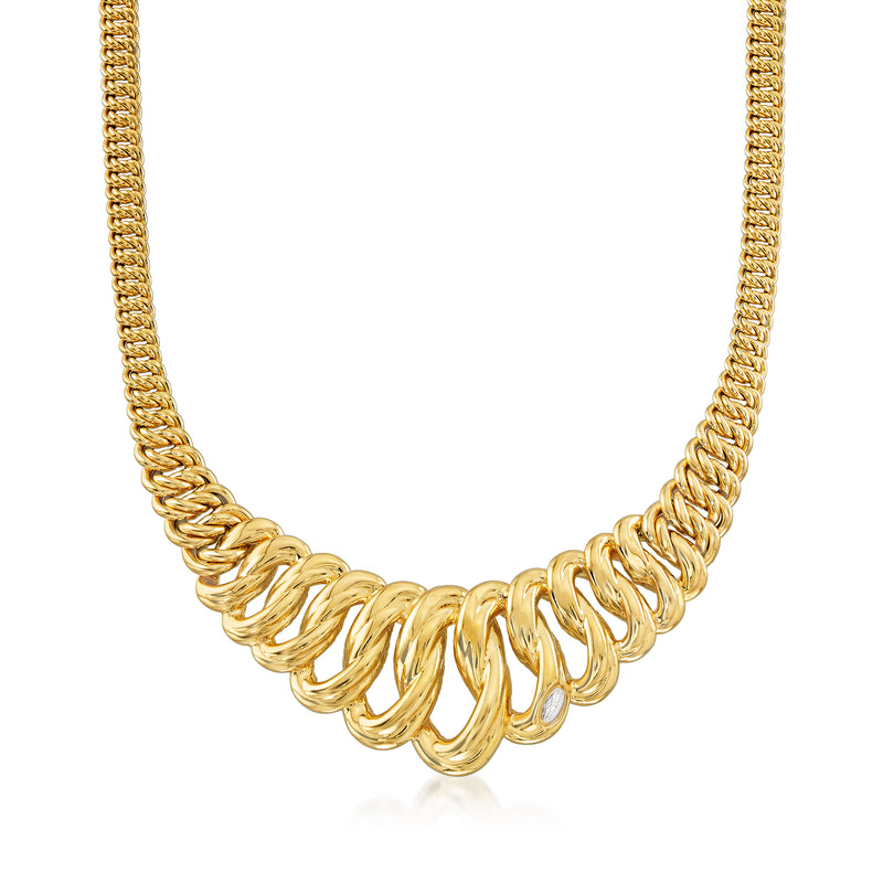 18kt yellow gold graduated link necklace with interlocking oval links