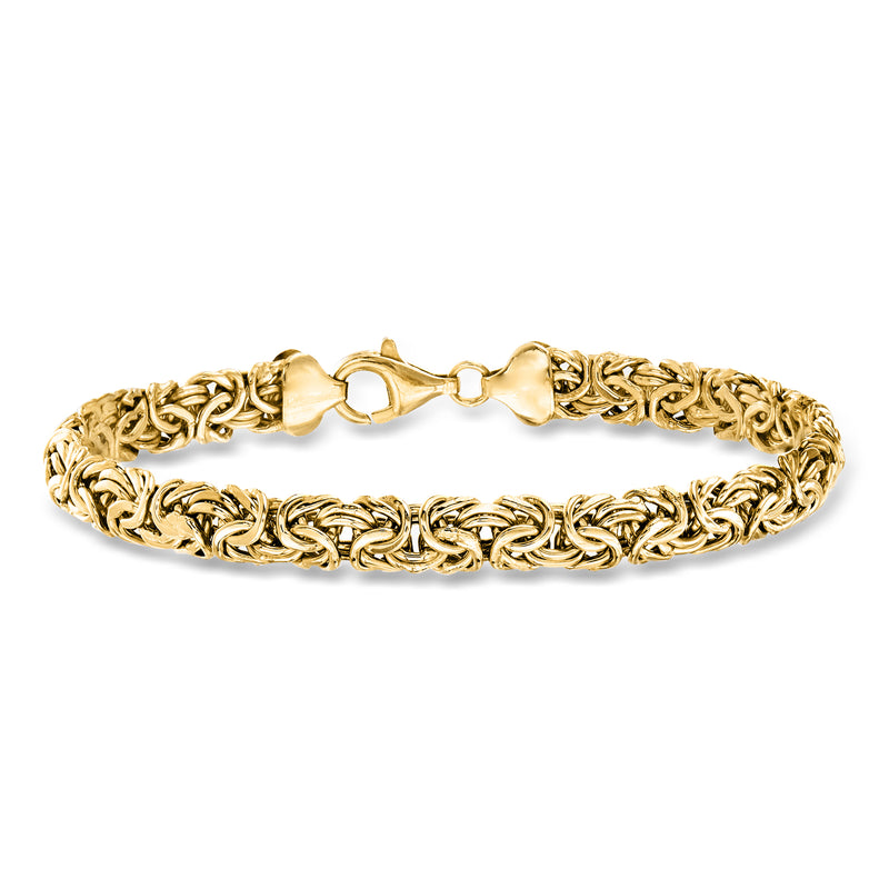 18kt gold over sterling Byzantine chain bracelet with lobster clasp, textured links