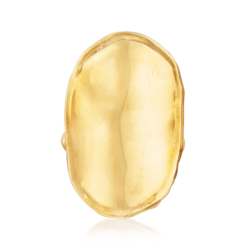 18kt gold over sterling oval-top ring with polished yellow oval bezel