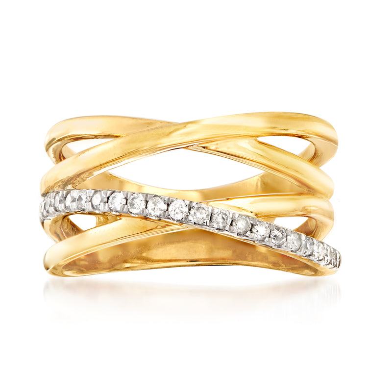 Crisscross diamond ring in gold over sterling