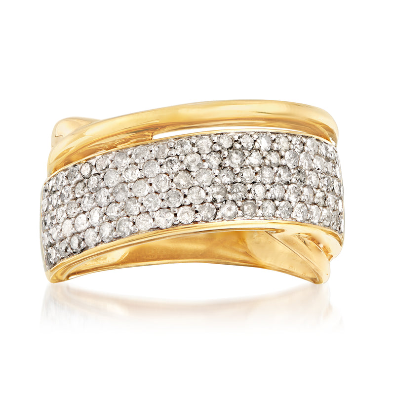 18kt gold over sterling pavé diamond sash ring