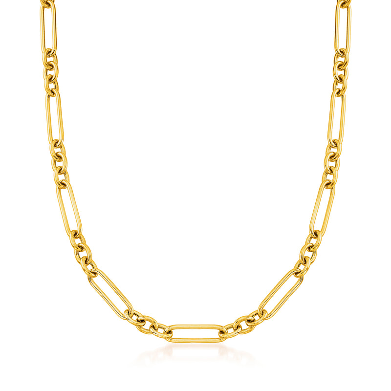 18kt gold over sterling alternating paper clip link necklace