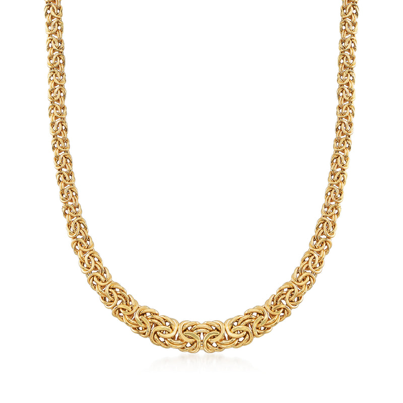 18kt yellow gold graduated Byzantine link necklace