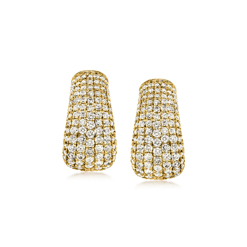 Pave diamond teardrop hoop earrings in 14kt yellow gold, pair view