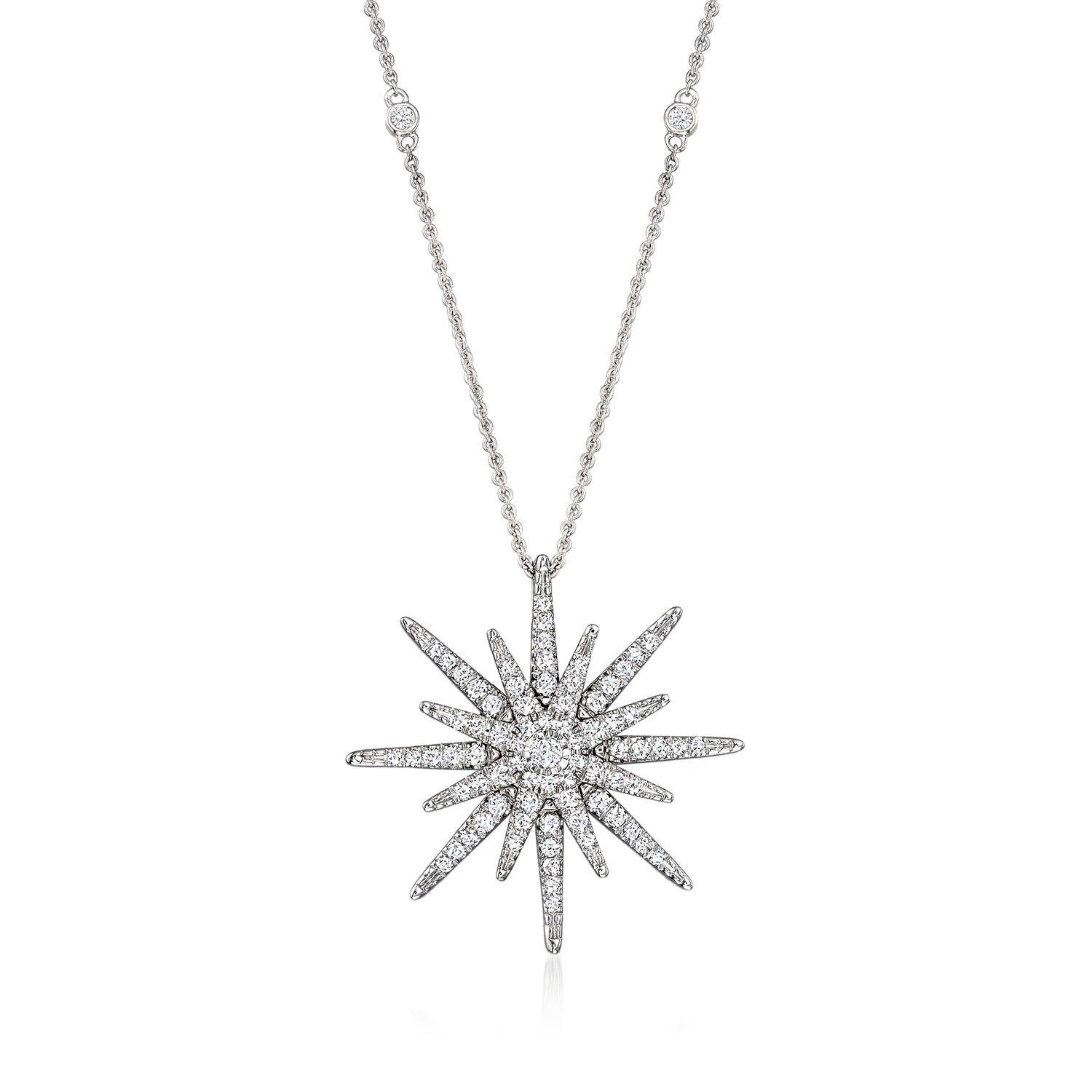 .75 ct. t.w. Diamond Starburst Necklace in Sterling Silver