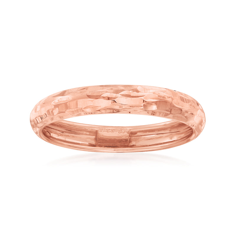 14kt rose gold diamond-cut band ring with polished inner edge