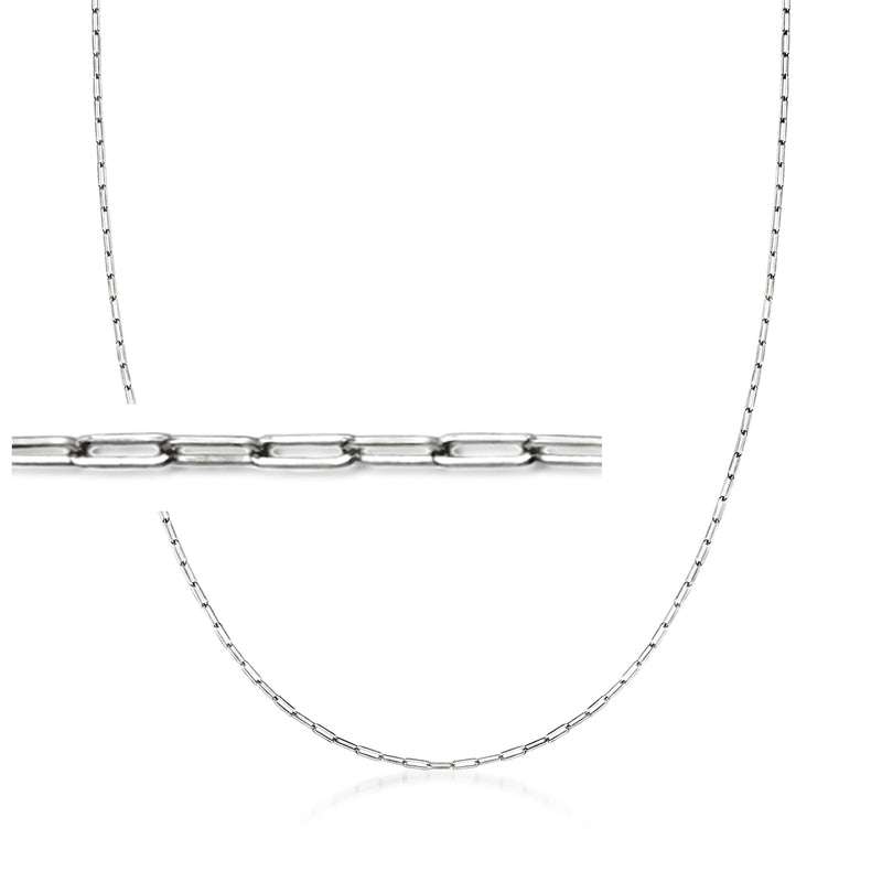 14kt white gold paper clip link necklace with oval chain links