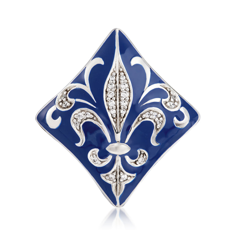 Belle Etoile Josephine blue enamel sterling silver ring with CZ accents