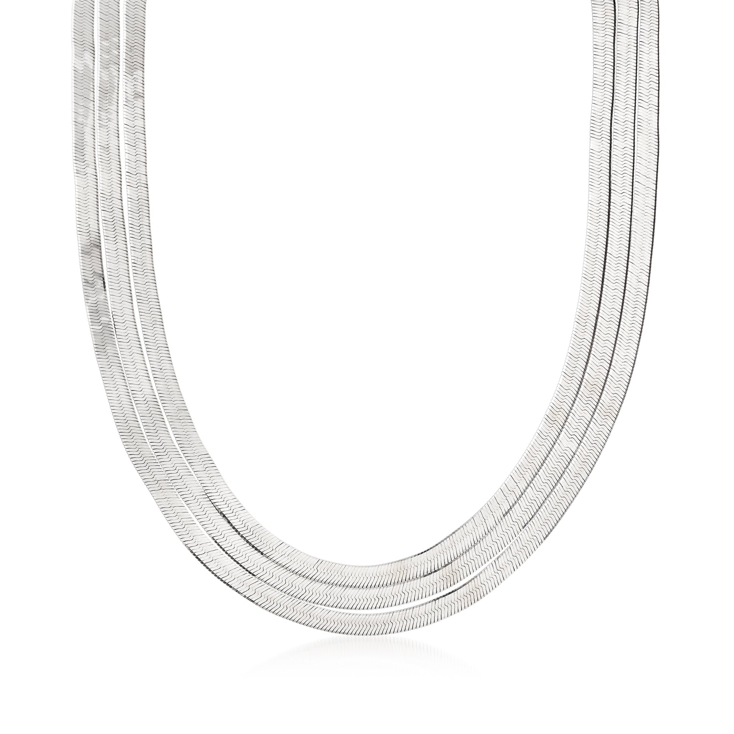 Italian Sterling Silver Layered Herringbone Necklace