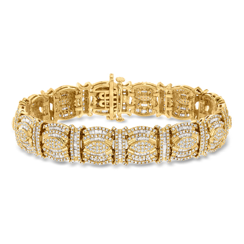 18kt gold over sterling diamond bracelet with oval and baguette cluster links