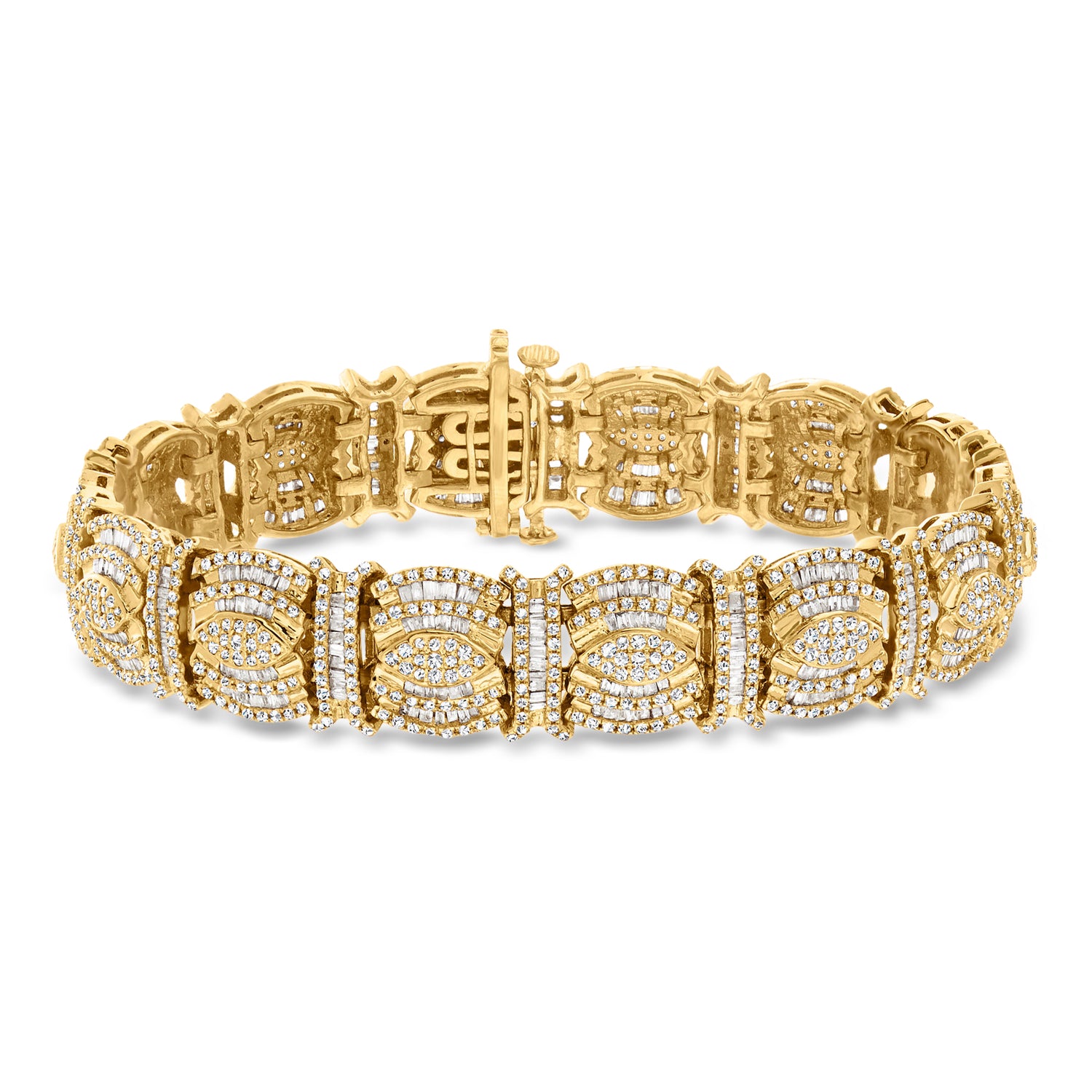 5.00 ct. t.w. Round and Baguette Diamond Bracelet in 18kt Gold Over Sterling