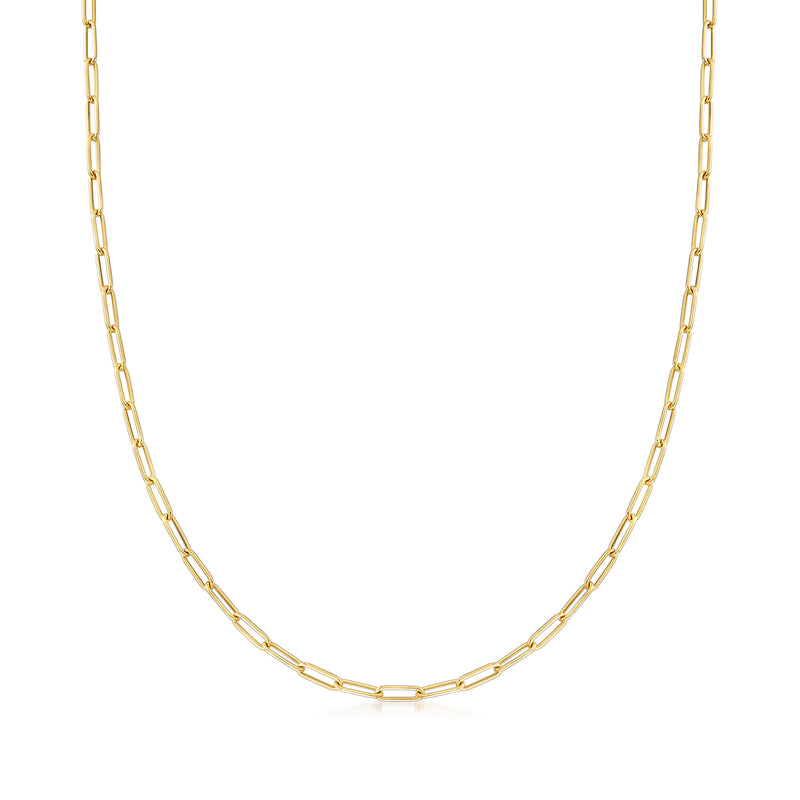 18kt yellow gold paper clip link necklace with oval chain links