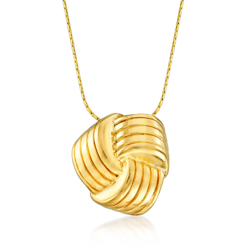 18kt gold over sterling love knot necklace with heart pendant and link chain