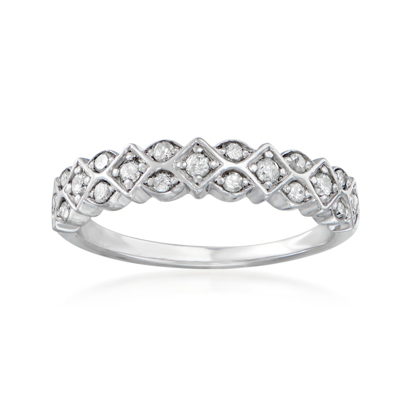 Sterling silver prong-set ring with marquise and diamond-shaped clear stones