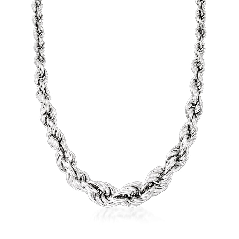 Sterling silver graduated link necklace with twisted rope chain